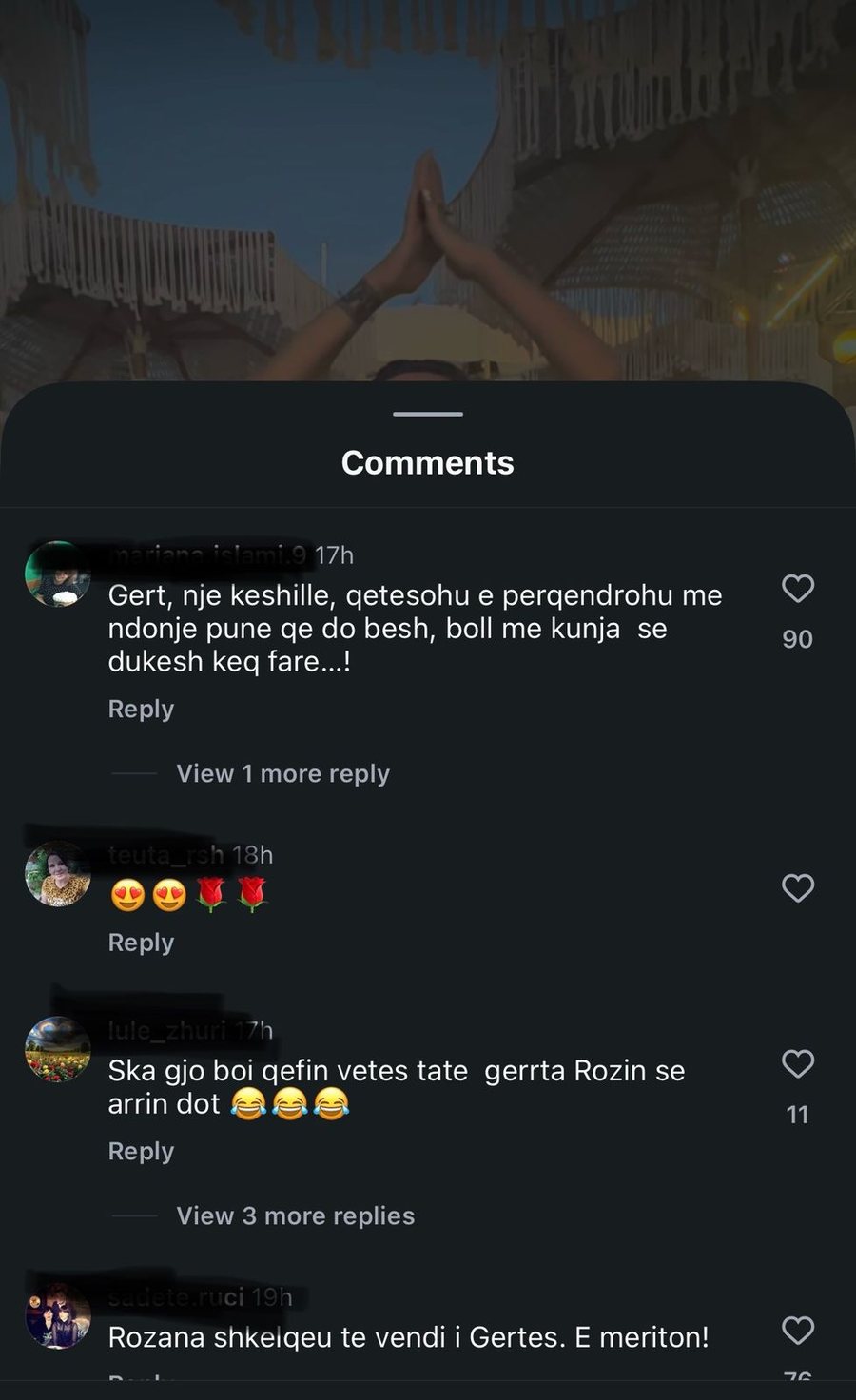 Gerta hodhi një thumb të qartë për Rozanën, por
