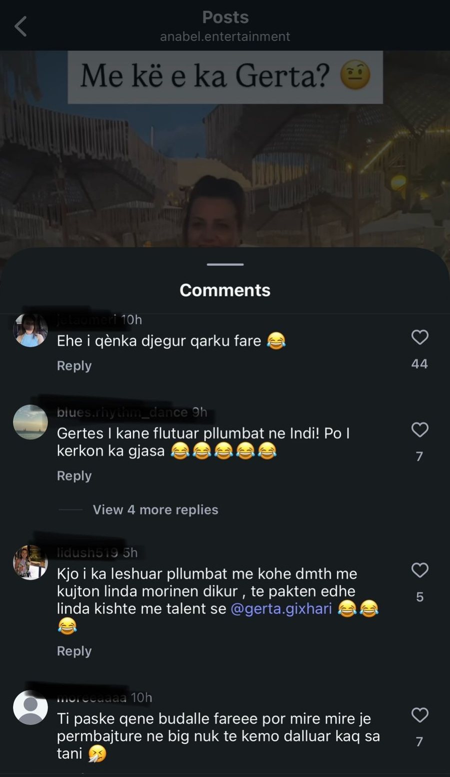 Gerta hodhi një thumb të qartë për Rozanën, por
