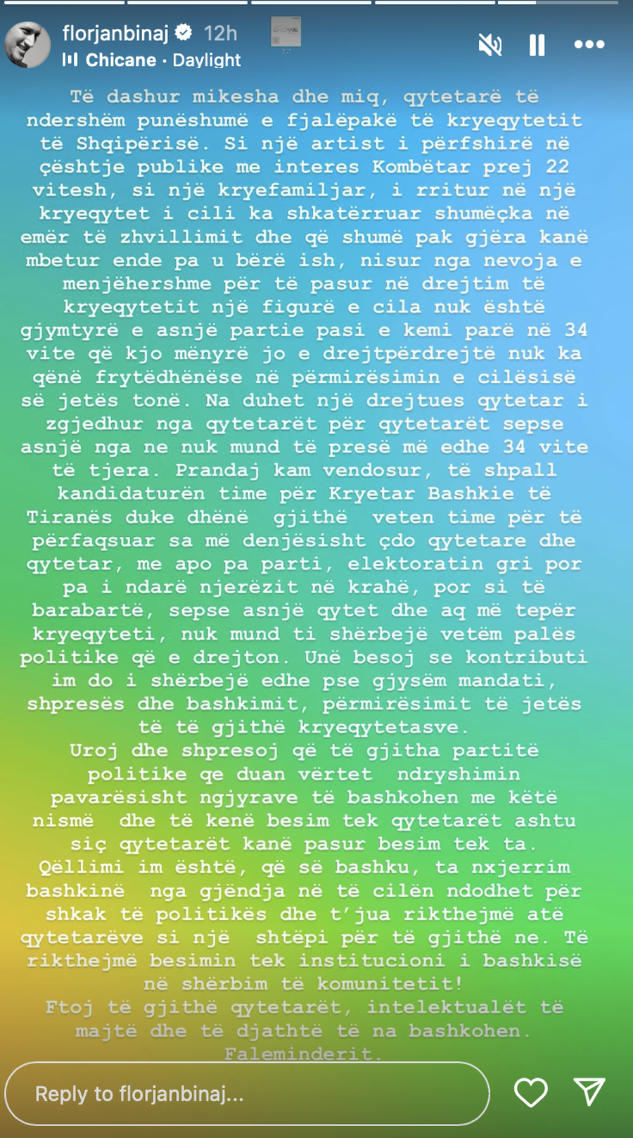 Florjan Binaj shpall kandidaturën për bashkinë e Tiranës: