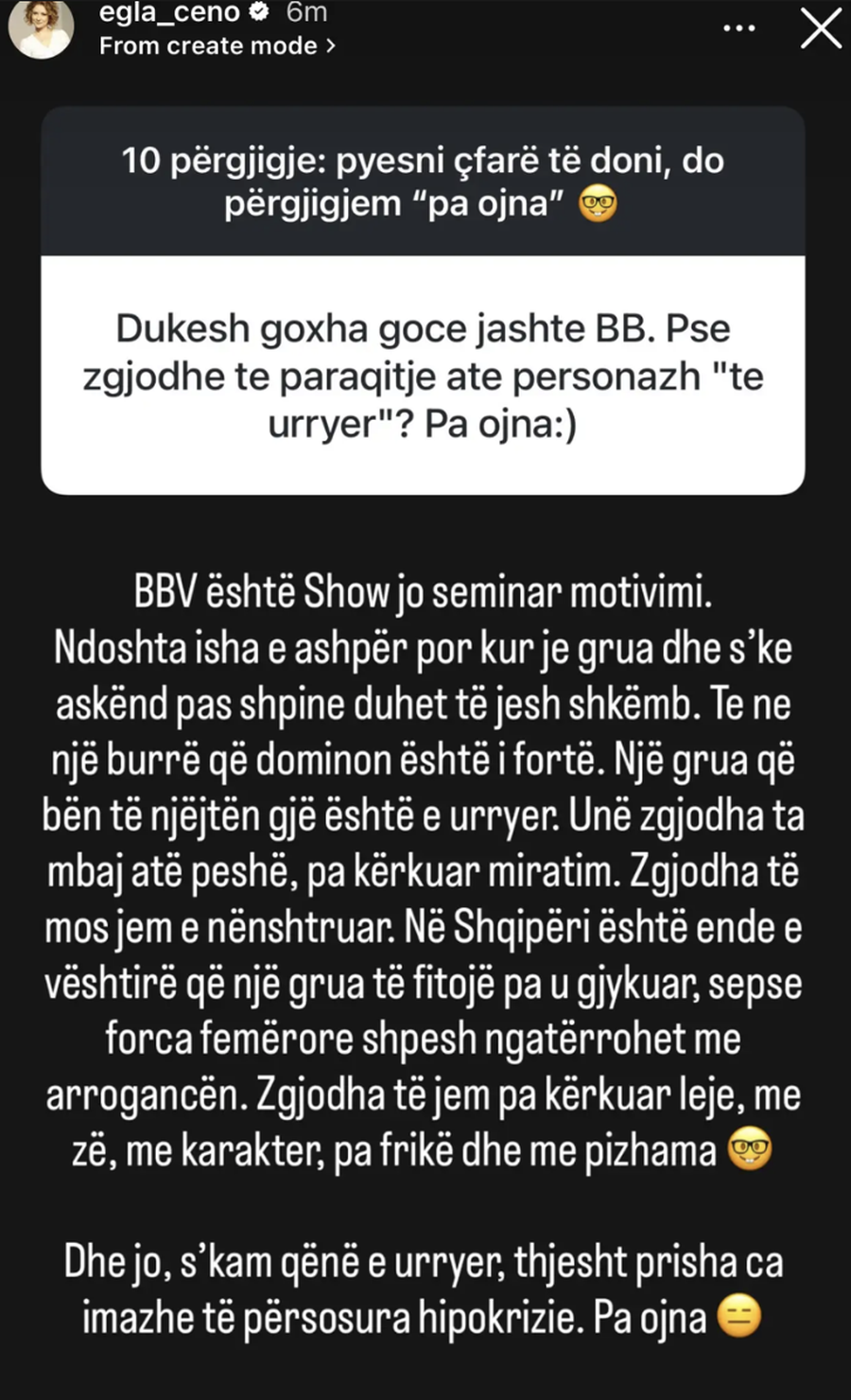 Egla flet për imazhin e saj në “BBVA”: “S’kam
