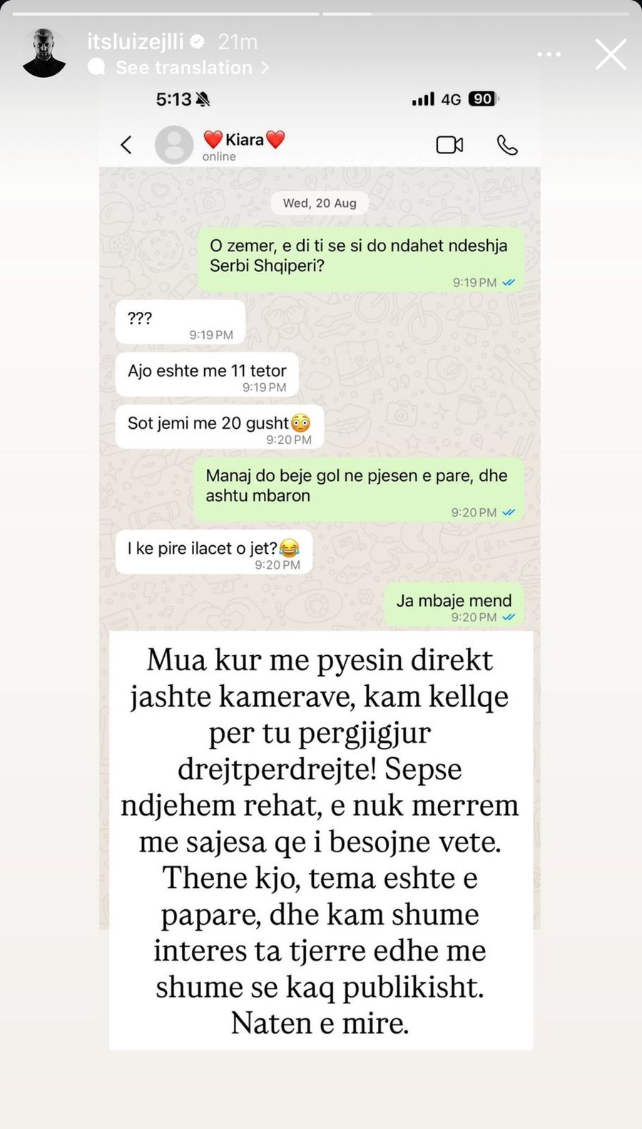 Për t'i çuar gjërat deri në fund, Luizi e hodhi