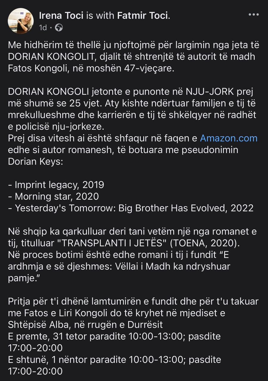 Ndahet nga jeta në moshën 47-vjeçare i biri i Fatos Kongolit,