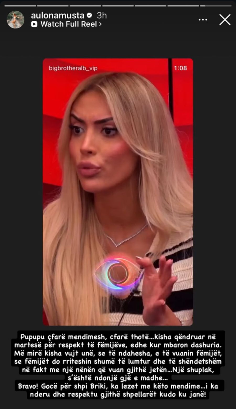 Kritikoi Briken&euml;n: Aulona sqarohet pasi njer&euml;zit i kujtuan se ajo ka