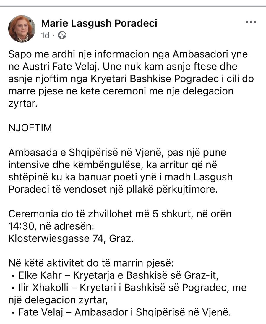 Pllak&euml; p&euml;rkujtimore p&euml;r Lasgush Poradecin n&euml; Vjen&euml;, por