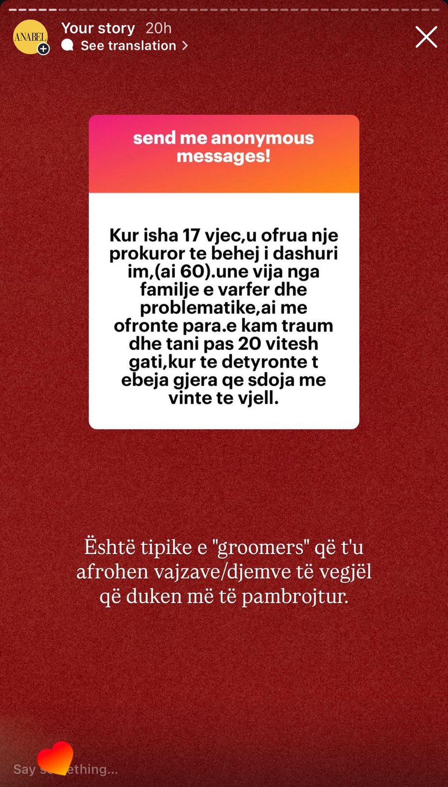 'Nj&euml; burr&euml; m&euml; joshi kur isha f&euml;mij&euml;':