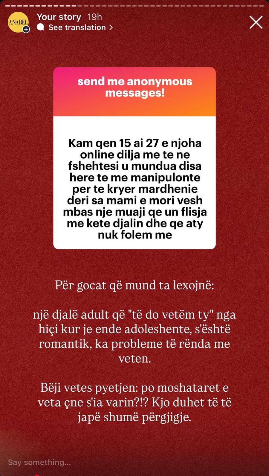 'Nj&euml; burr&euml; m&euml; joshi kur isha f&euml;mij&euml;':