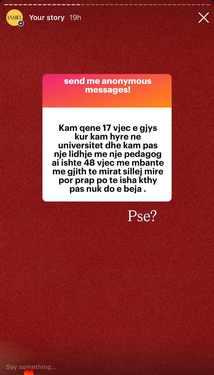 'Nj&euml; burr&euml; m&euml; joshi kur isha f&euml;mij&euml;':