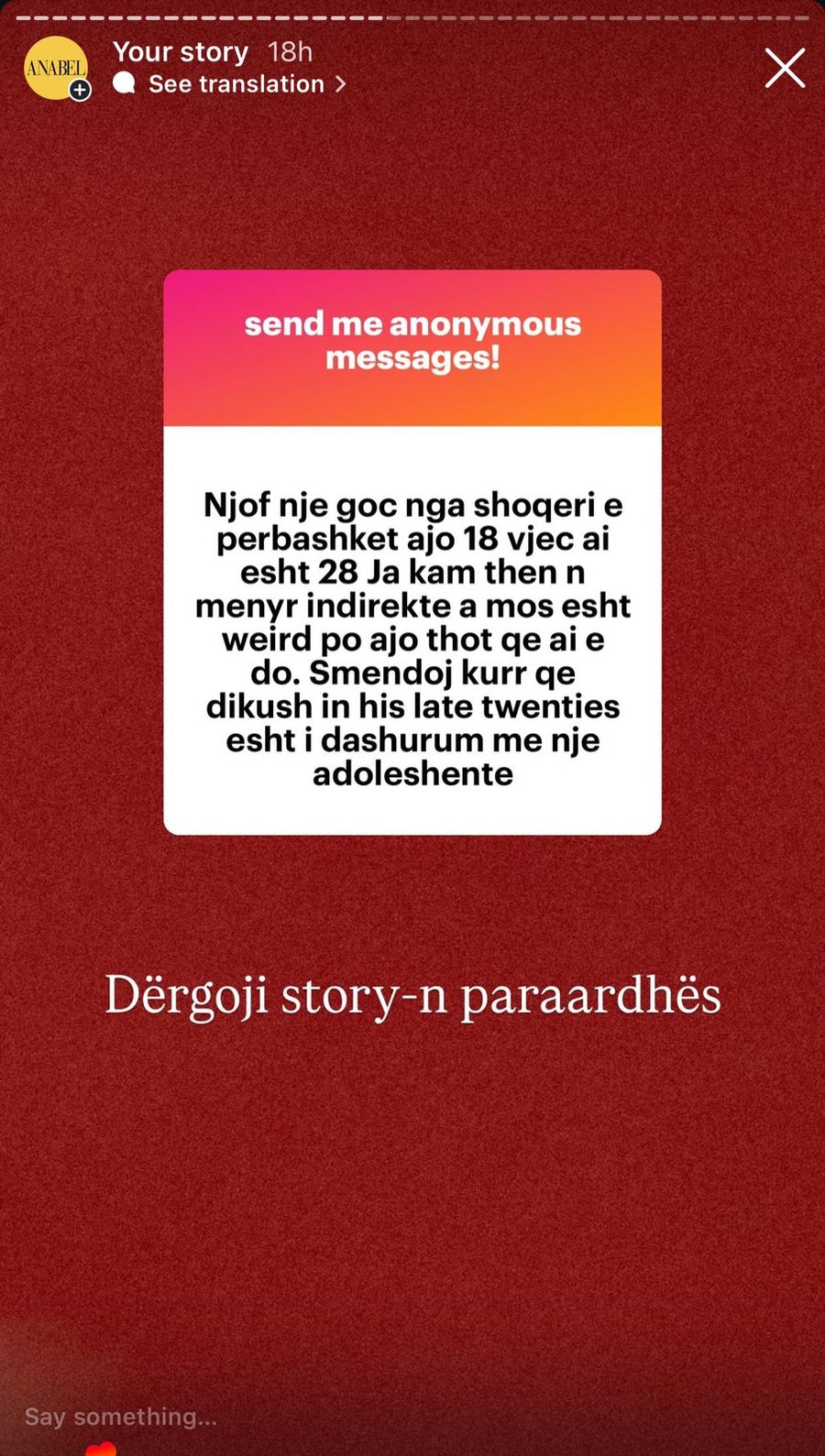 'Nj&euml; burr&euml; m&euml; joshi kur isha f&euml;mij&euml;':