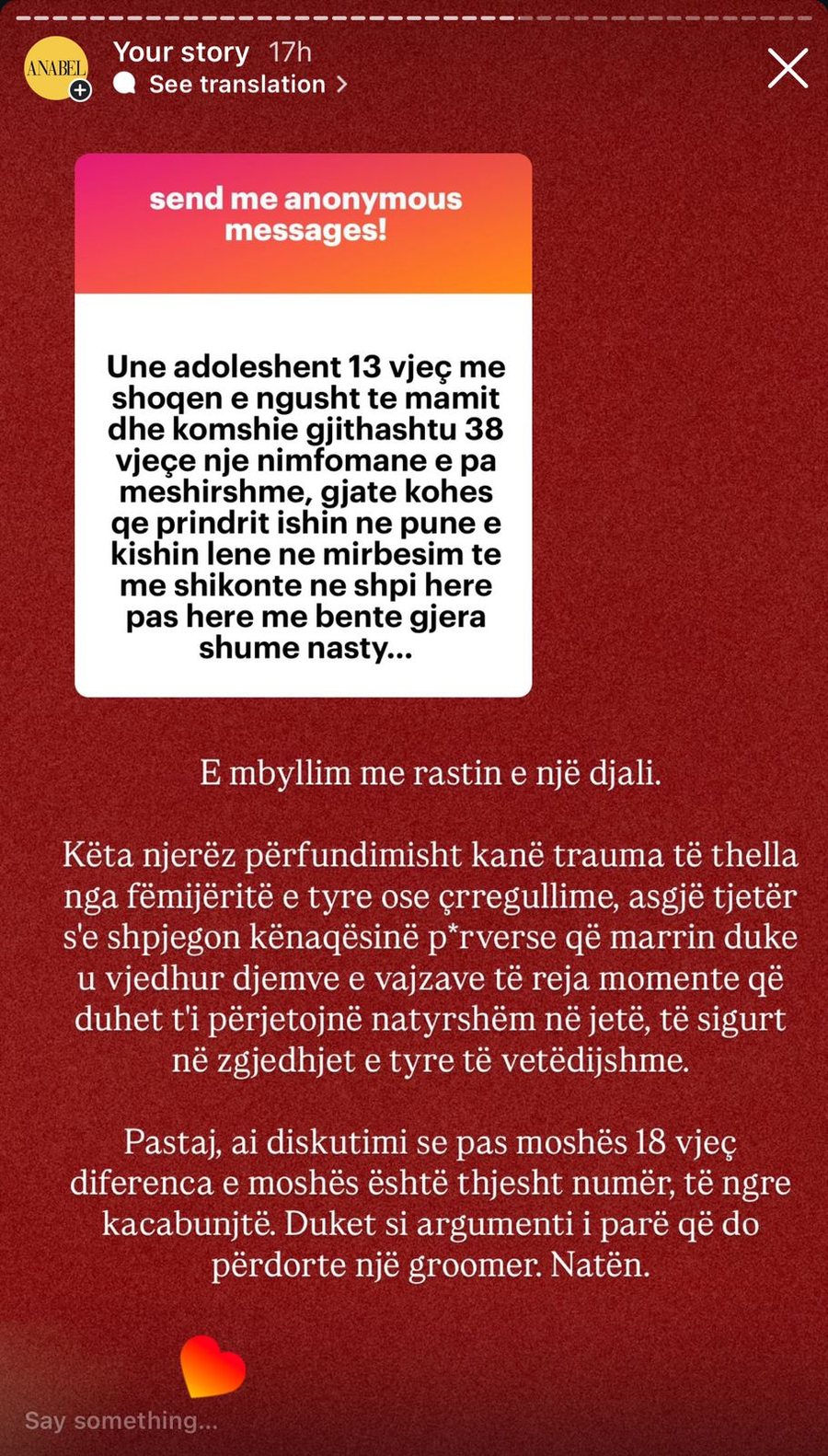 'Nj&euml; burr&euml; m&euml; joshi kur isha f&euml;mij&euml;':