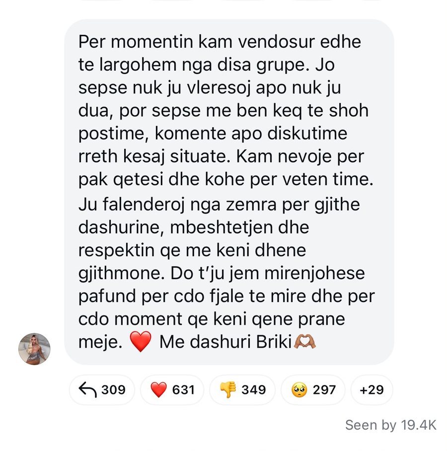Brikena dhe Mateo konfirmojnë ndarjen