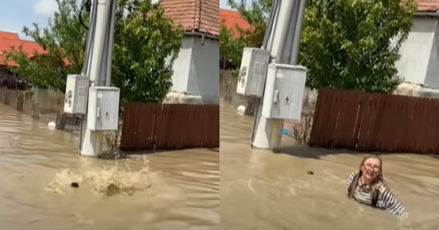 Po raportonte në transmetim live për përmbytjet, gazetarja rumune