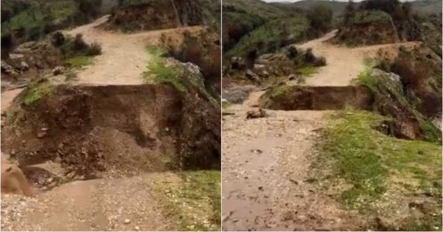 Reshjet në vend/ Shembet ura që lidh tre fshatrat në