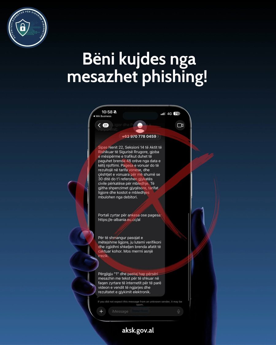 Mesazhe mashtruese n&euml; em&euml;r t&euml; e-Albania p&euml;r gjoba/