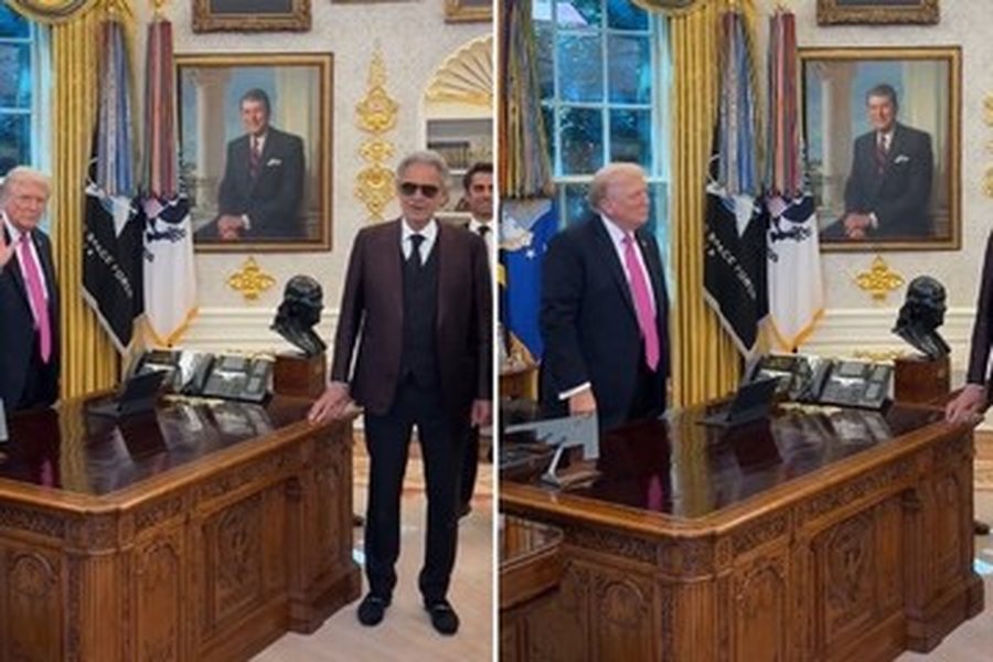 VIDEOLAJM/ Trump pret në Shtëpinë e Bardhë Andrea Bocellin,