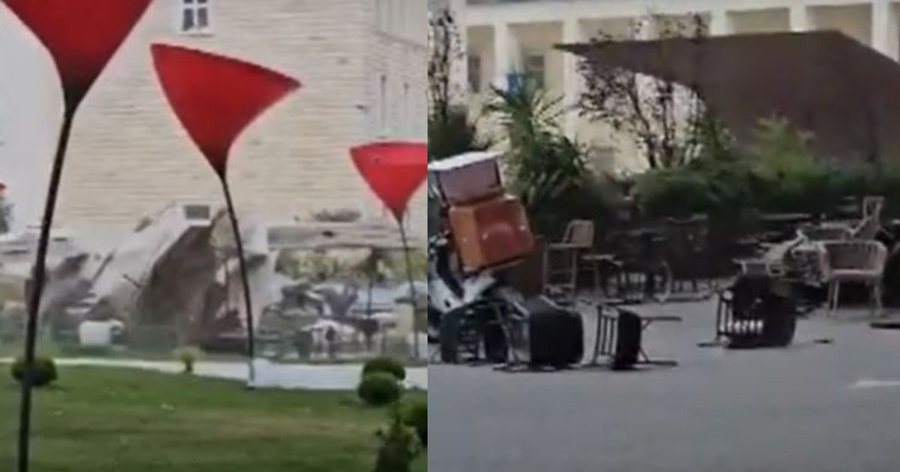 Era e fortë në kryeqytet merr para karriget dhe çadrat e