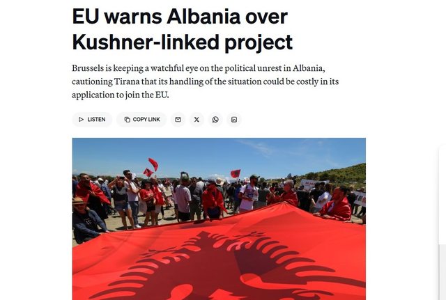 Politico: BE paralajmëron Shqipërinë, projekti i Zvërnecit