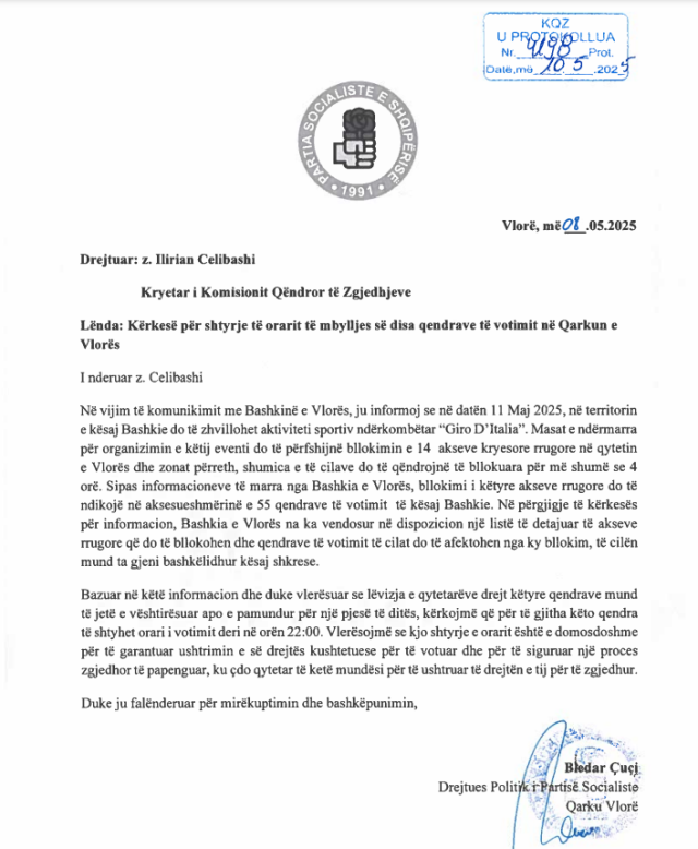 Etapa e tretë e Giro d'Italia në Vlorë, PS kërkesë