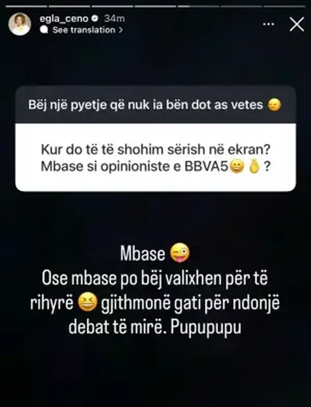 Egla Ceno do të jetë opinioniste në Big Brother Vip 5? Ja