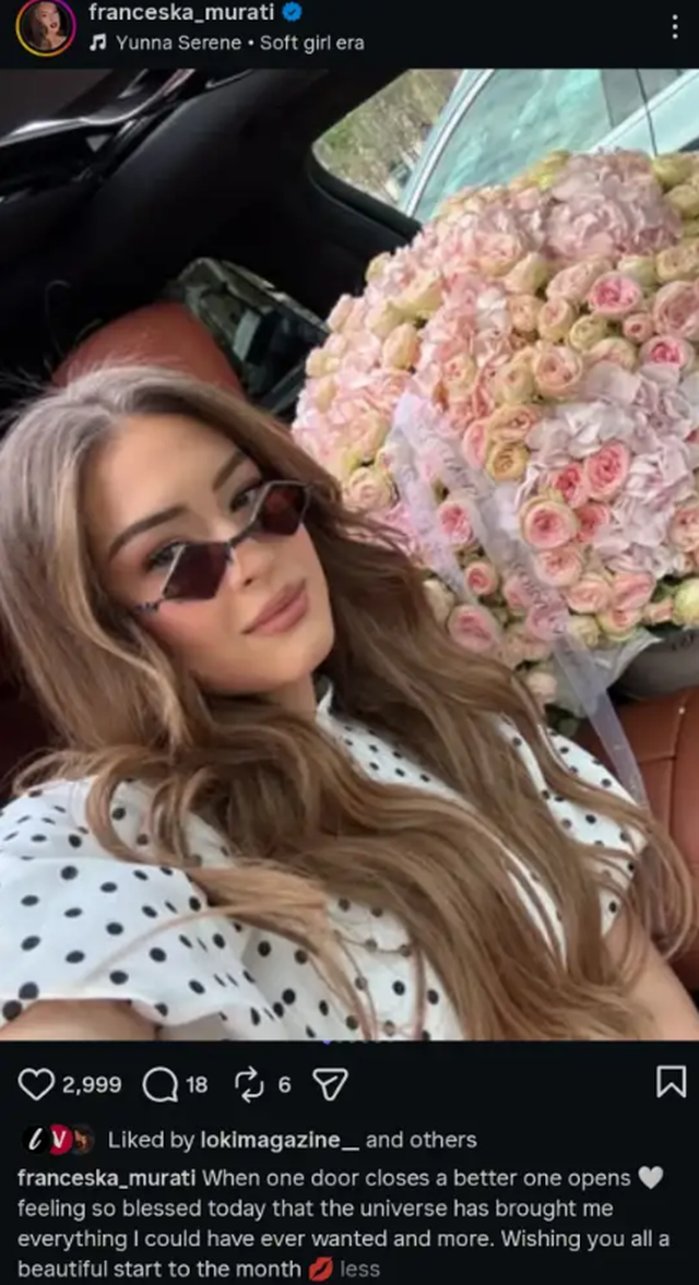  Kur një derë mbyllet  një tjetër derë më e mirë hapet   Françeska Murati në një romancë të re pas divorcit 