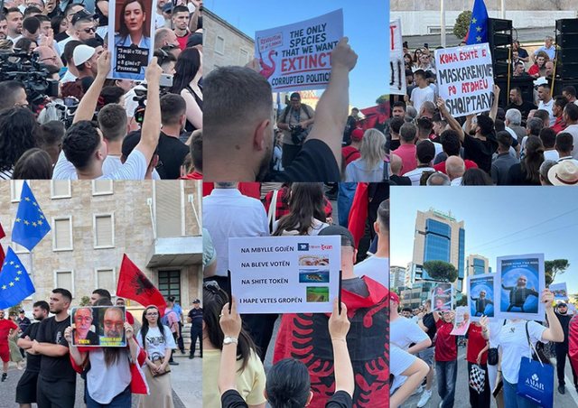 FOTO - '3 mij&euml; e 700 mij&euml; e 514 mij&euml;'/ Pankartat