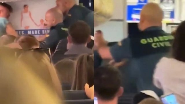 VIDEO/ "Plas" grushti n&euml; avion, oficeri i policis&euml; dhunohet