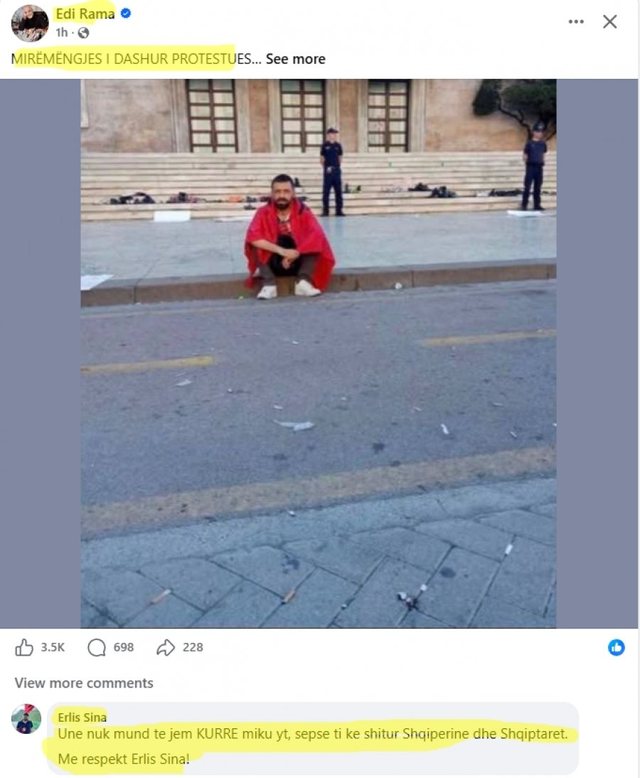 Shpërndau foton e protestuesit dhe i kërkoi të bëhet mik/ I