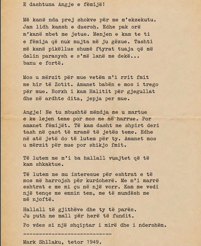 &ldquo;Martohu s&euml;rish, por mos m&euml; harro&rdquo;/ Letra prek&euml;se e