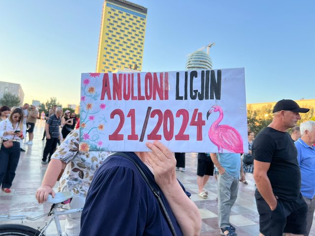 FOTO/ Ironitë therëse nëpërmjet pankartave në