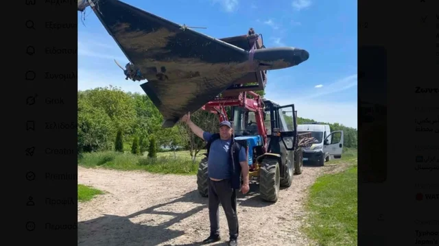 VIDEO/ Fermeri ukrainas transporton me traktor një dron rus që ishte