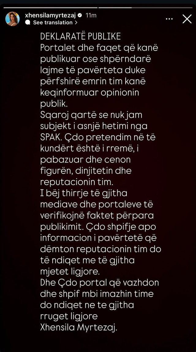 Xhensila Myrtezaj thyen heshtjen pas lajmeve t&euml; bujshme: Po cenoni
