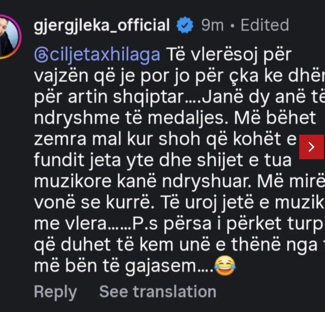 “Është e turpshme”/Çiljeta i përgjigjet Gjergj