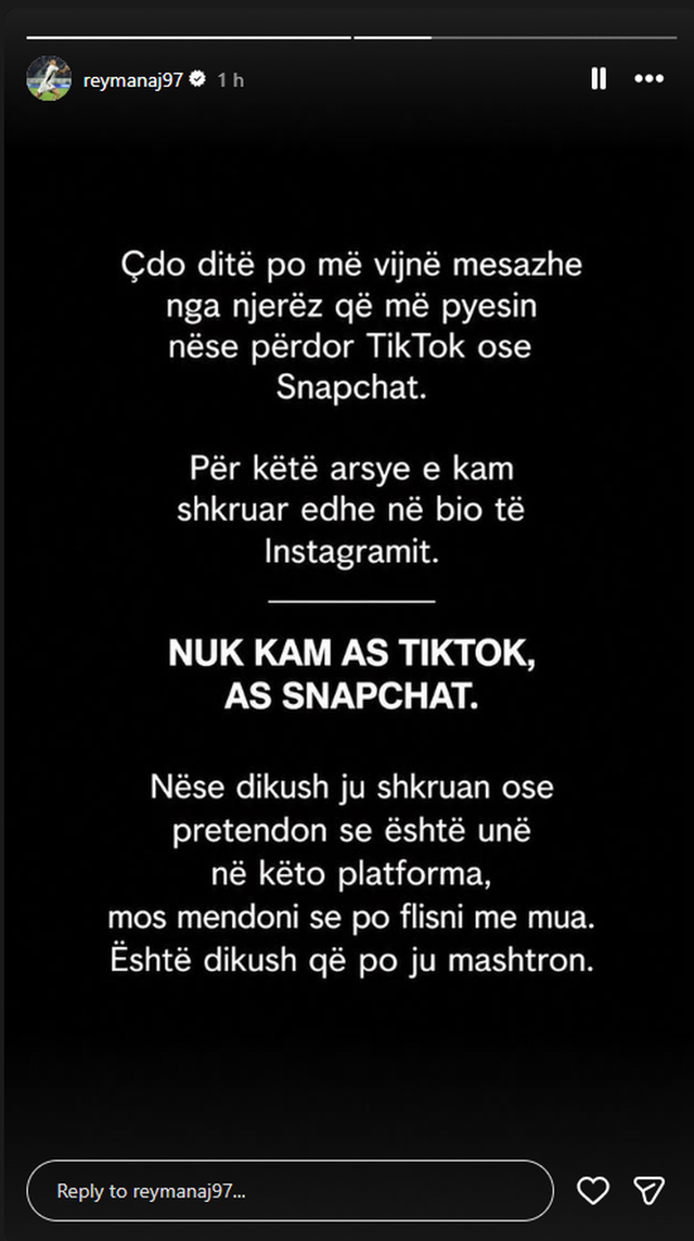 &ldquo;N&euml;se dikush ju shkruan, nuk po flisni me mua&rdquo;, Rei Manaj