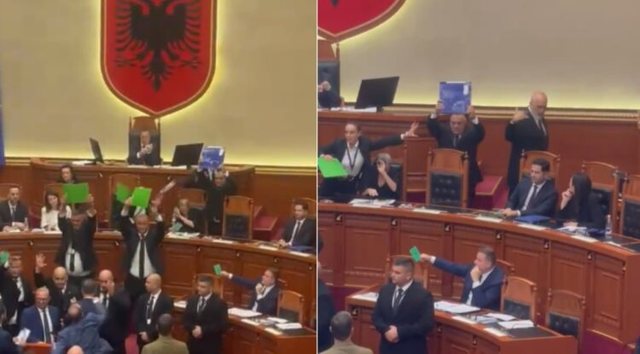 VIDEO/ Pas përjashtimit të Bardhit, deputetët e PD gjuajnë