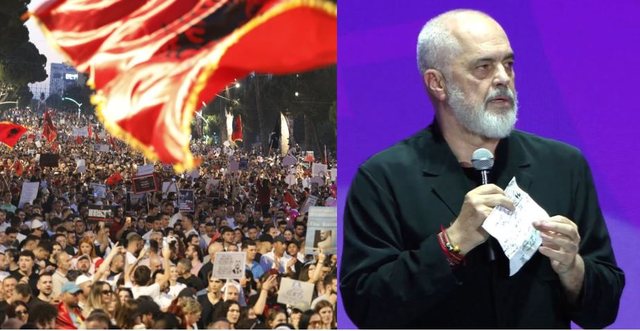 Protesta p&euml;r largimin e Ram&euml;s dhe antimitingu i PS te sheshi