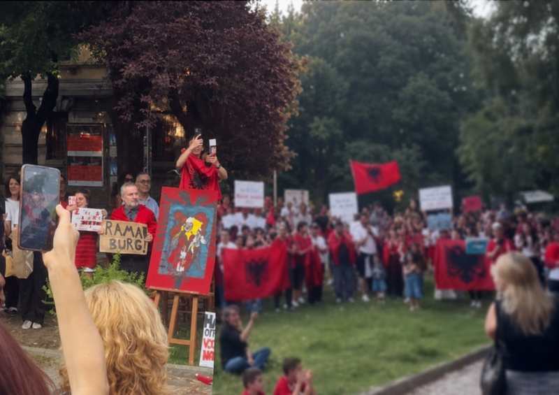 Diaspora shqiptare protest&euml; edhe n&euml; Brescia t&euml; Italis&euml;: Rama