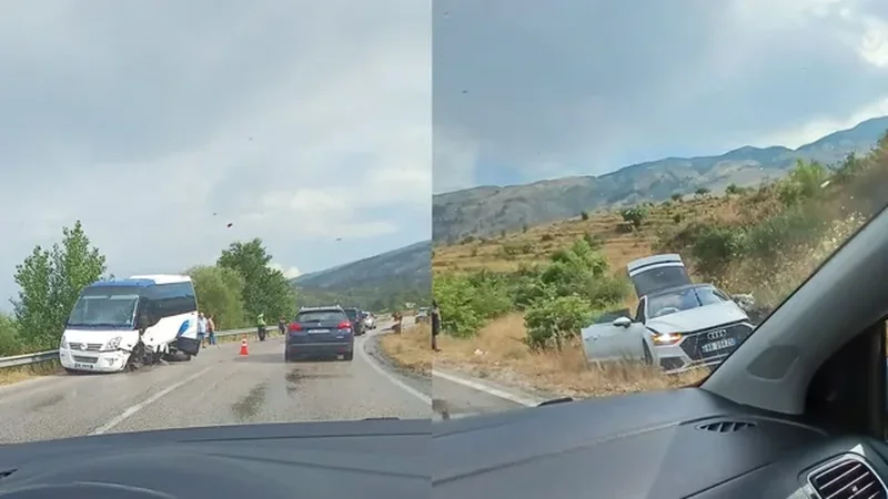 Aksident n&euml; aksin Gjirokast&euml;r-Tepelen&euml;/ Mikrobusi i