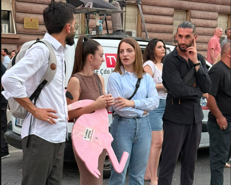 Krah protestuesve, deputetja Marjana Ko&ccedil;eku del s&euml;rish n&euml; shesh