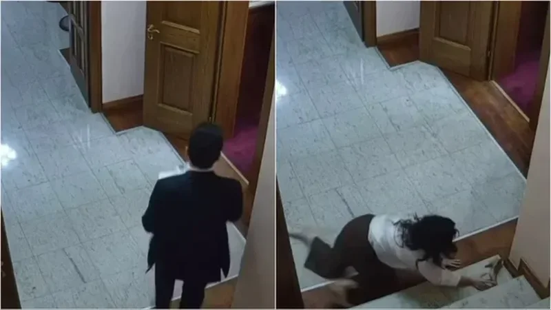 Kuvendi nxorri videon e k&euml;shilltares teksa rr&euml;zohet nga shkall&euml;t/