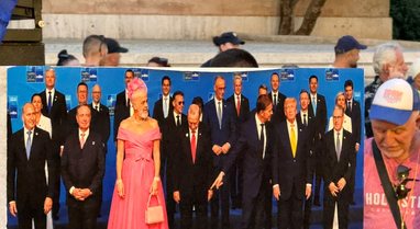 The irony of the protesters, they "dress" Rama in a pink dress at the