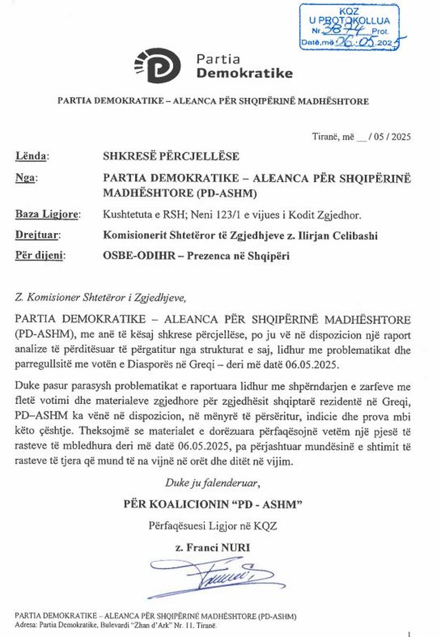 DP writes to CEC and OSCE mission, lists violations with distribution of