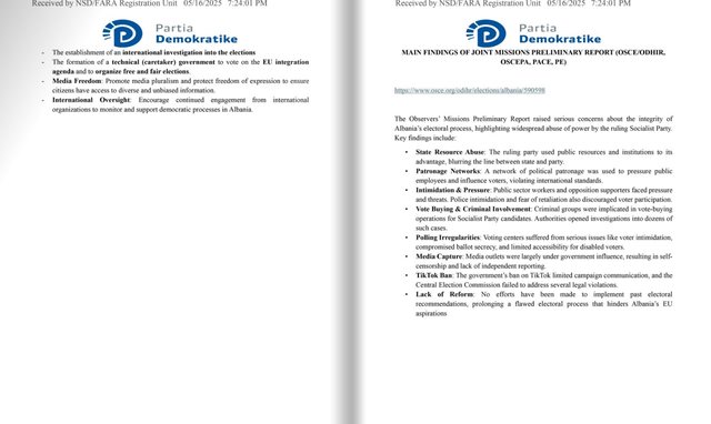 Documents/ DP takes to the US the abuses committed in the electoral process: We