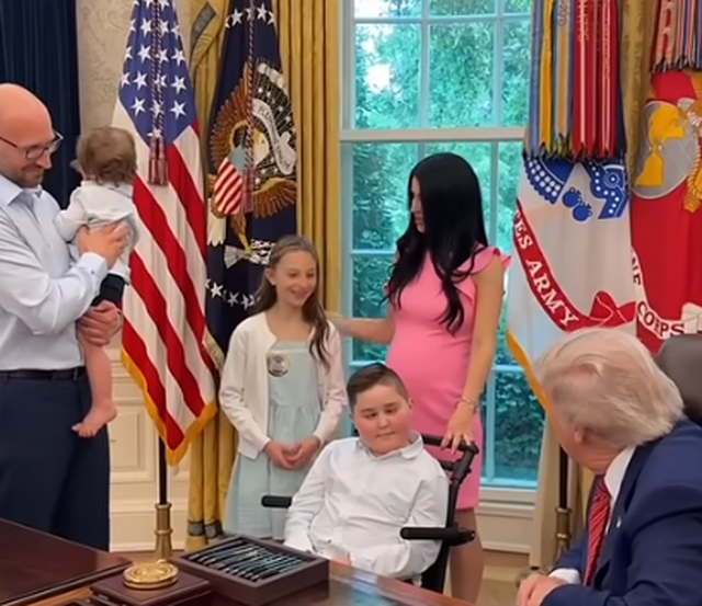 Trump hosts Albanian family in the Oval Office, gives special gift to disabled