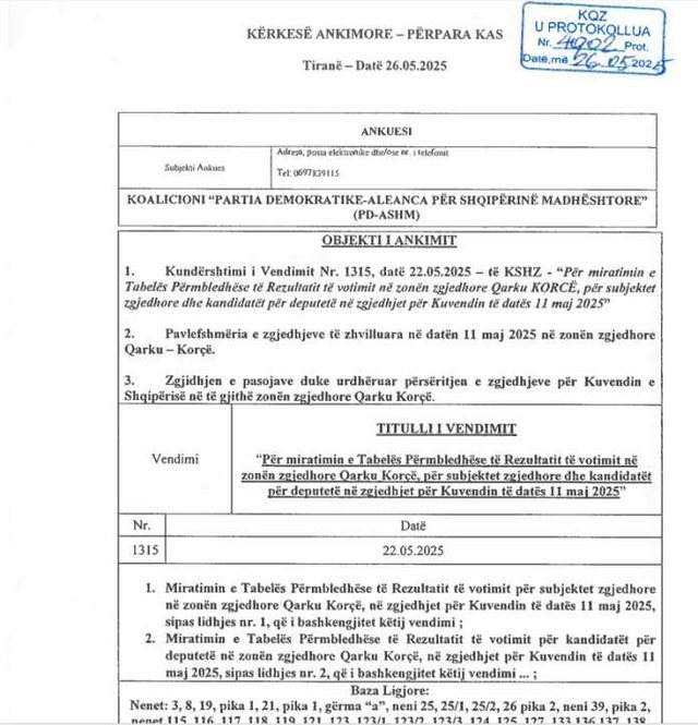 Partia Demokratike ankimon rezultatin e zgjedhjeve në Korçë