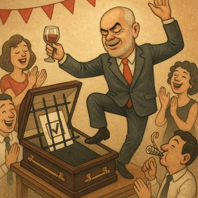 A party with a dead body inside