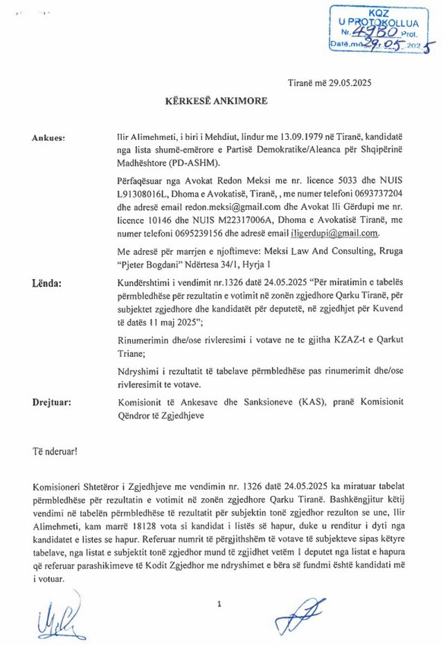 Kërkoi rinumërimin e votave në Tiranë, Alimehmeti: Ka