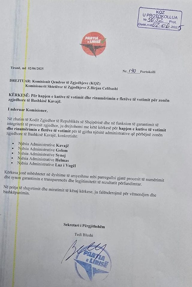 May 11th elections, the Freedom Party demands a recount of votes in the Kavaja