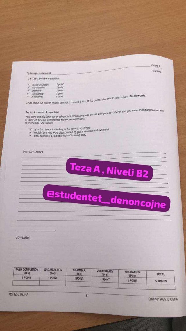 Përsëritet skandali, del teza e provimit të Anglishtes
