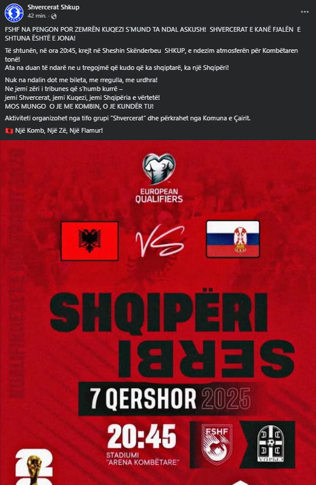 There are no tickets for the fan groups against Serbia,