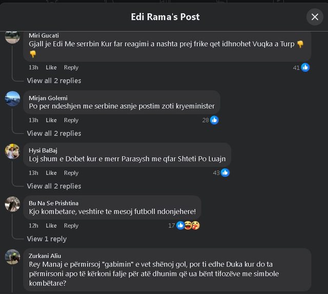 "Are you alive, Edi?", Fans address Rama: For the match with Serbia,