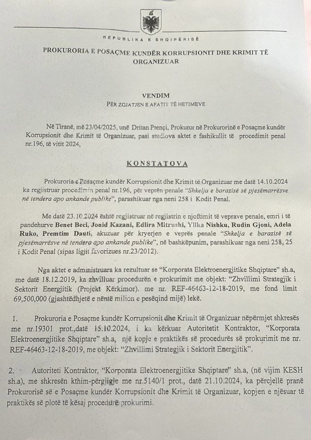 Dokumenti/ Benet Beci u mor i pandehur nga SPAK para zgjedhjeve